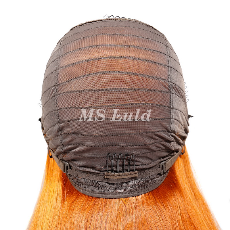 Orange Ginger Color Straight T Part BOB Lace Wig - 图片 9